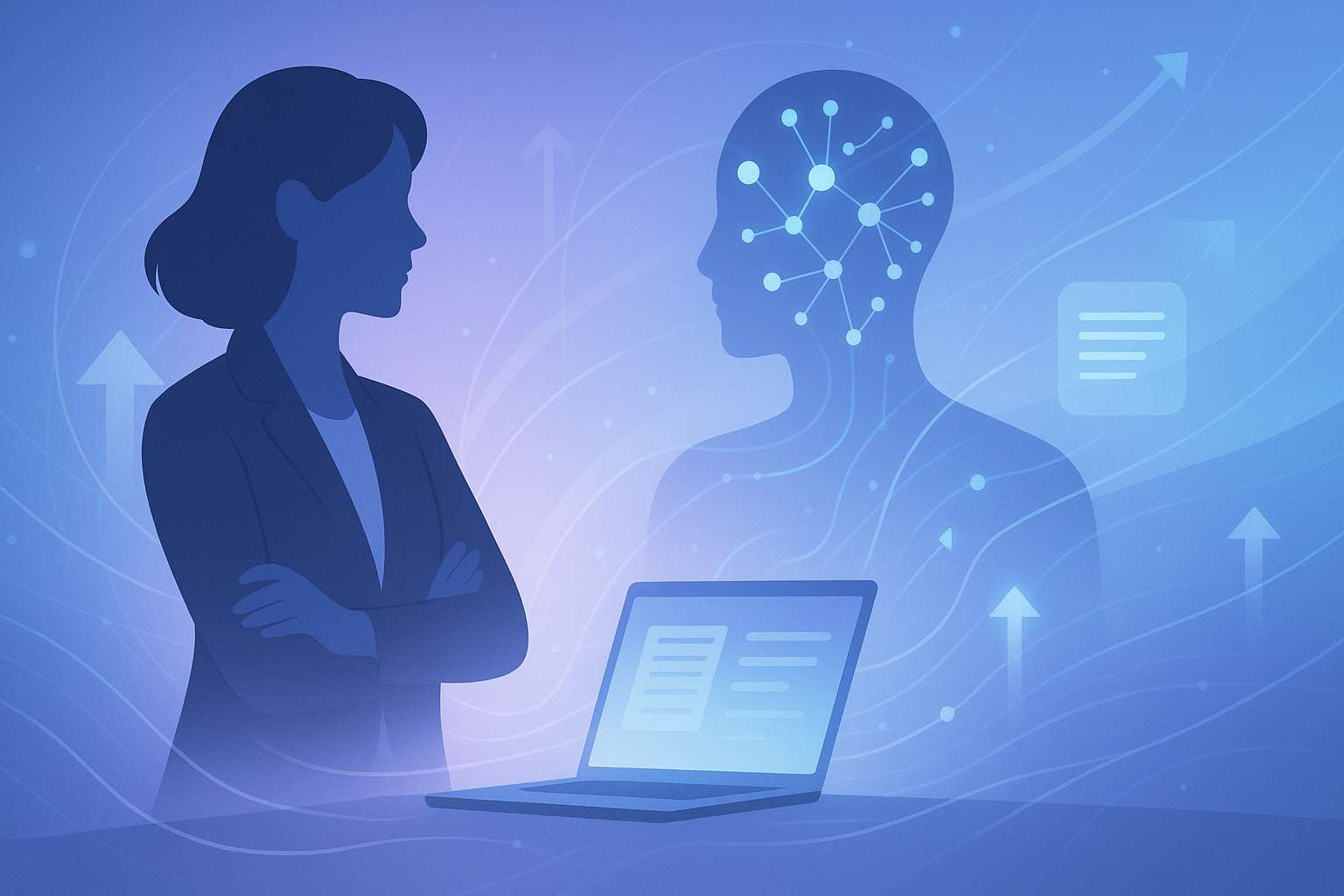 AI and the future of coaching illustration showing a coach working with artificial intelligence to build leverage and avoid burnout